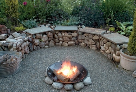 Gabion Outdoor Fire Pit Stone, River Stone Fire Pit Ideas