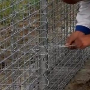 gabion wired to posts