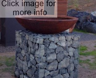 gabion plinth with basin on top