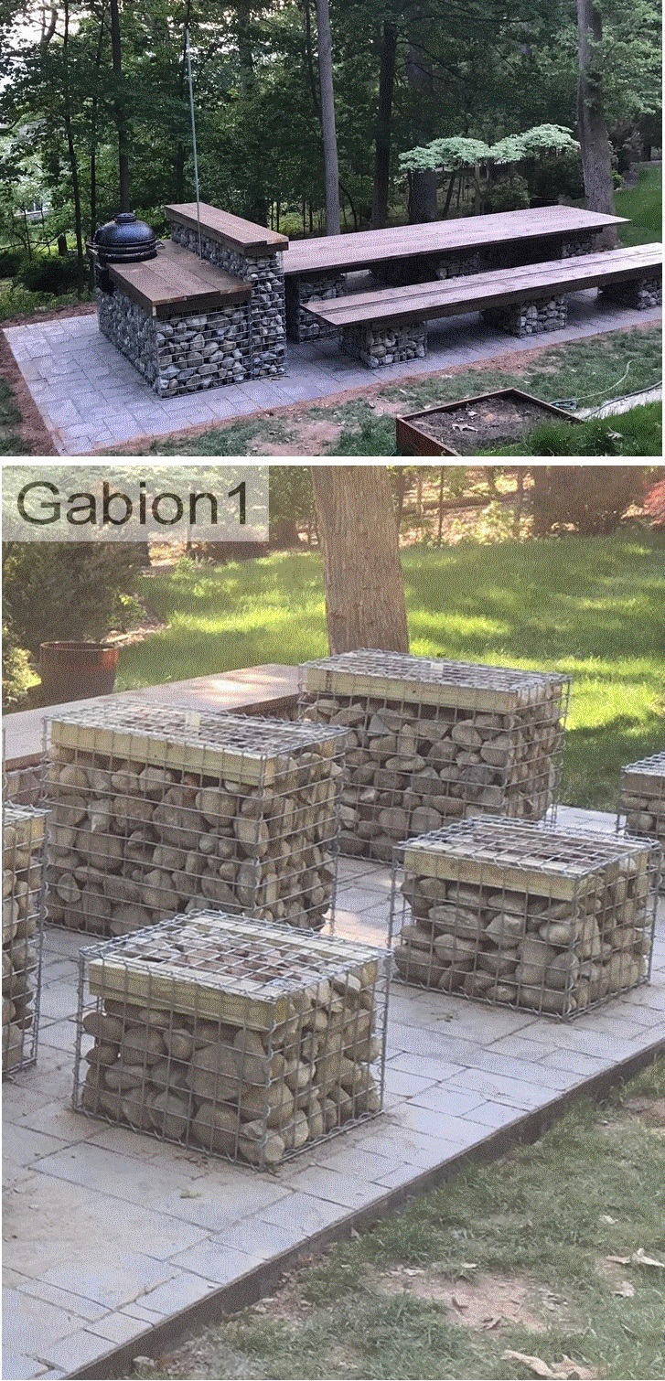 gabion table and seats