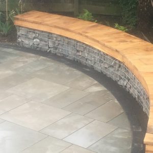 curved gabion seating