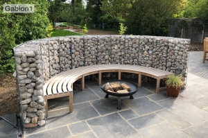 curved gabion seating wall