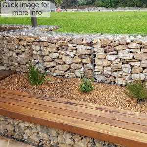 gabion wall with seat